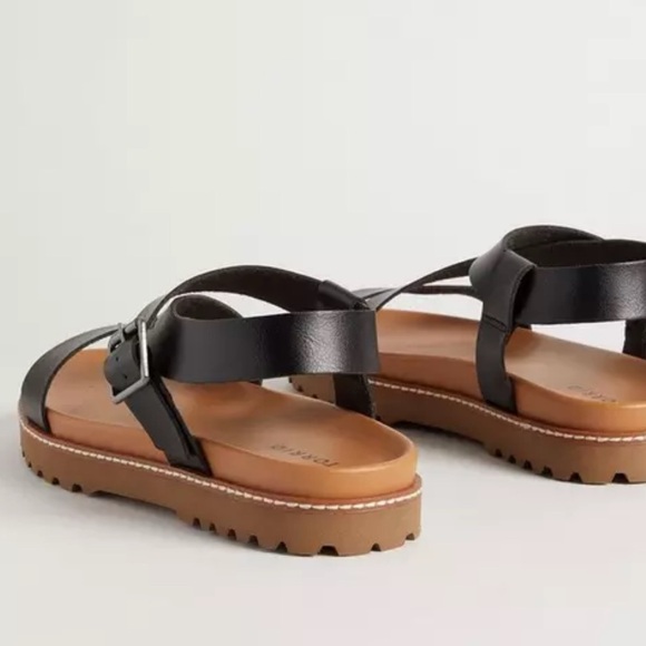 Black Leather Women's Sandals - Picture 2 of 4